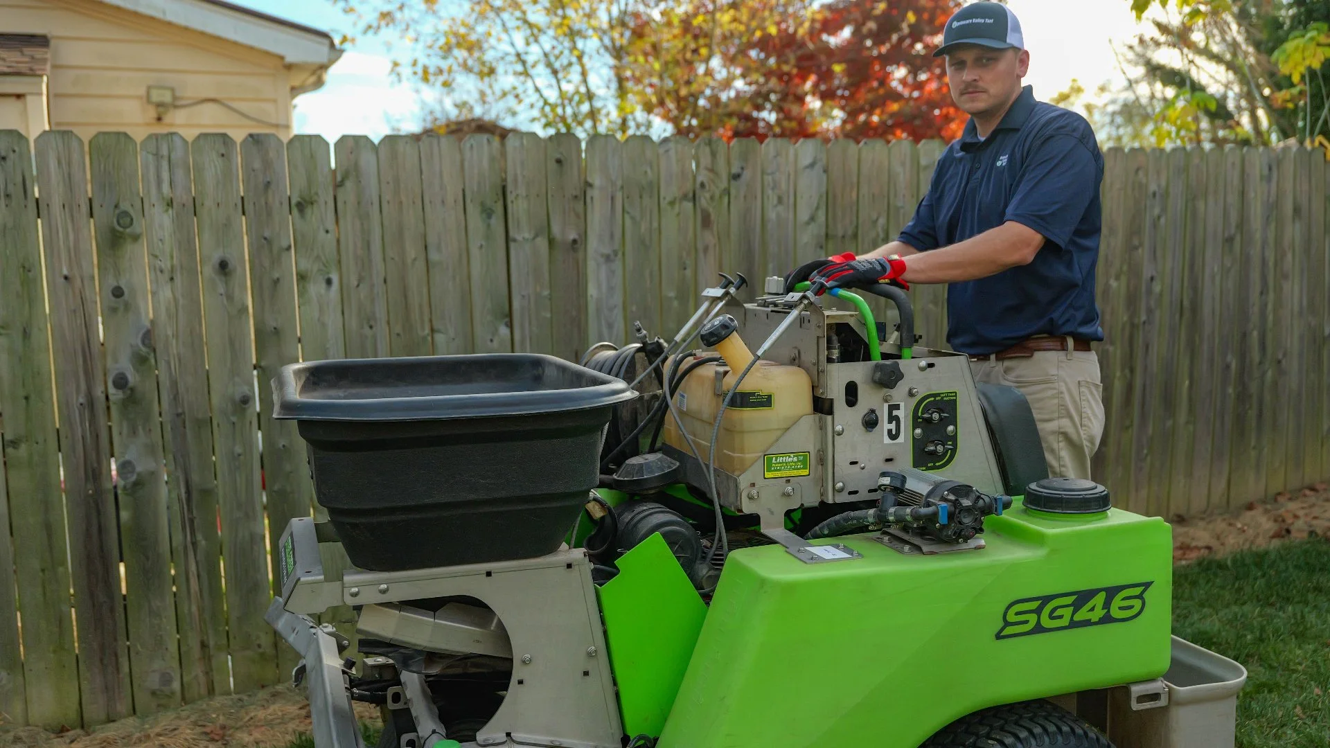 A healthy lawn fertilized with granular fertilizer.